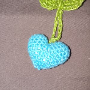 Crocheted Blue Heart Pendant